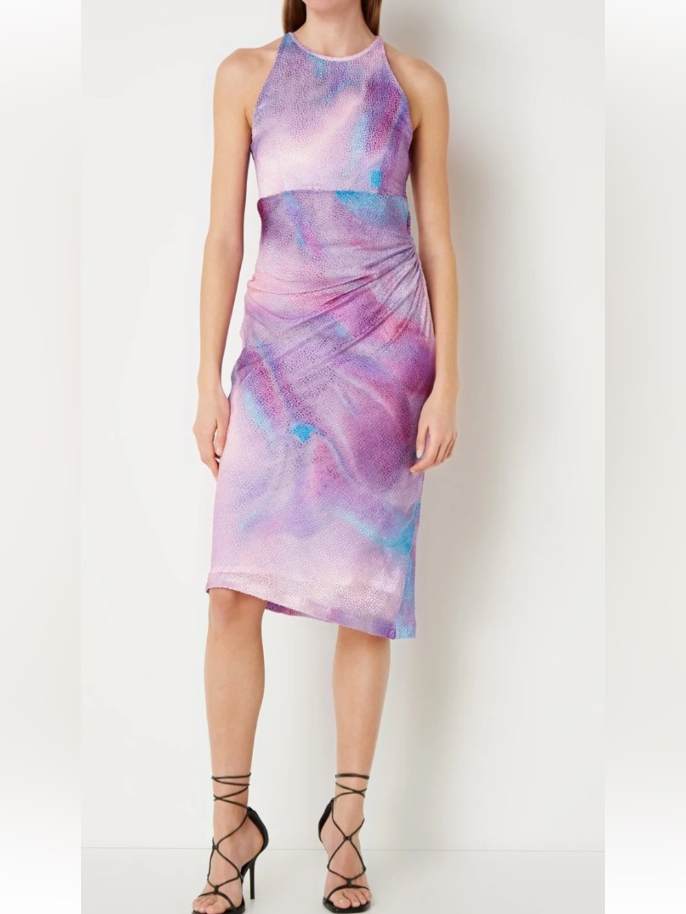 IRO Halter Tie-Dye Midi Dress in Pink and Purple